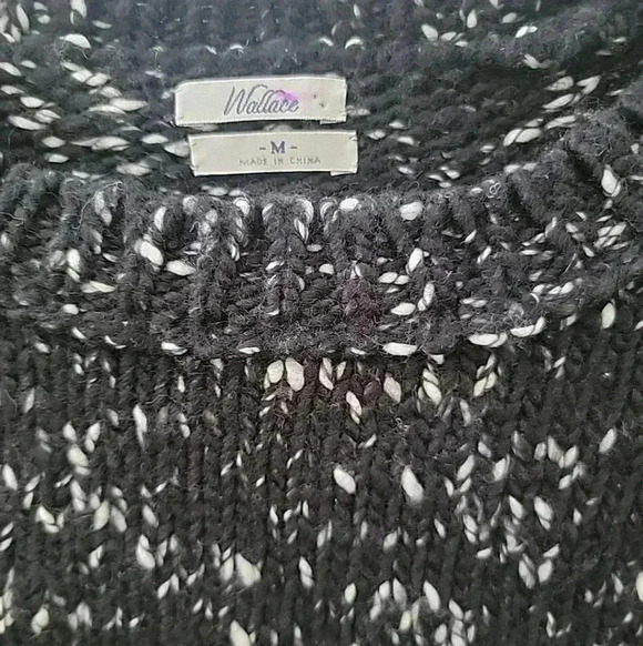Wallace by J. Crew Black with White Specks Wool Blend Pullover Sweater Med Fall - Picture 3 of 5